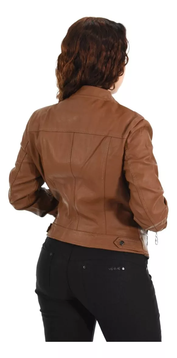 Campera Mujer Corta Elegante Ecocuero Piel Santellon 15552