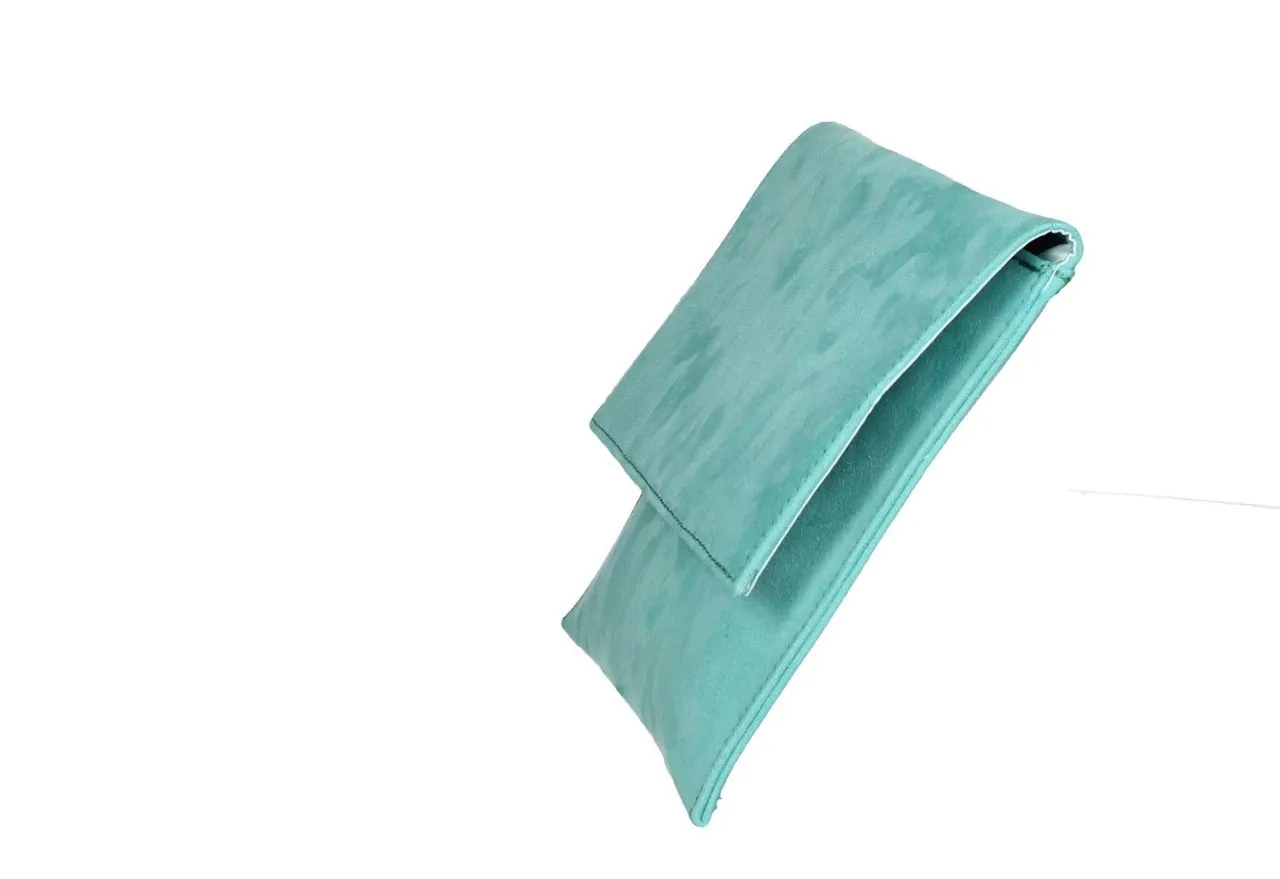 Cartera Antelina Verde Mar Con Tapa