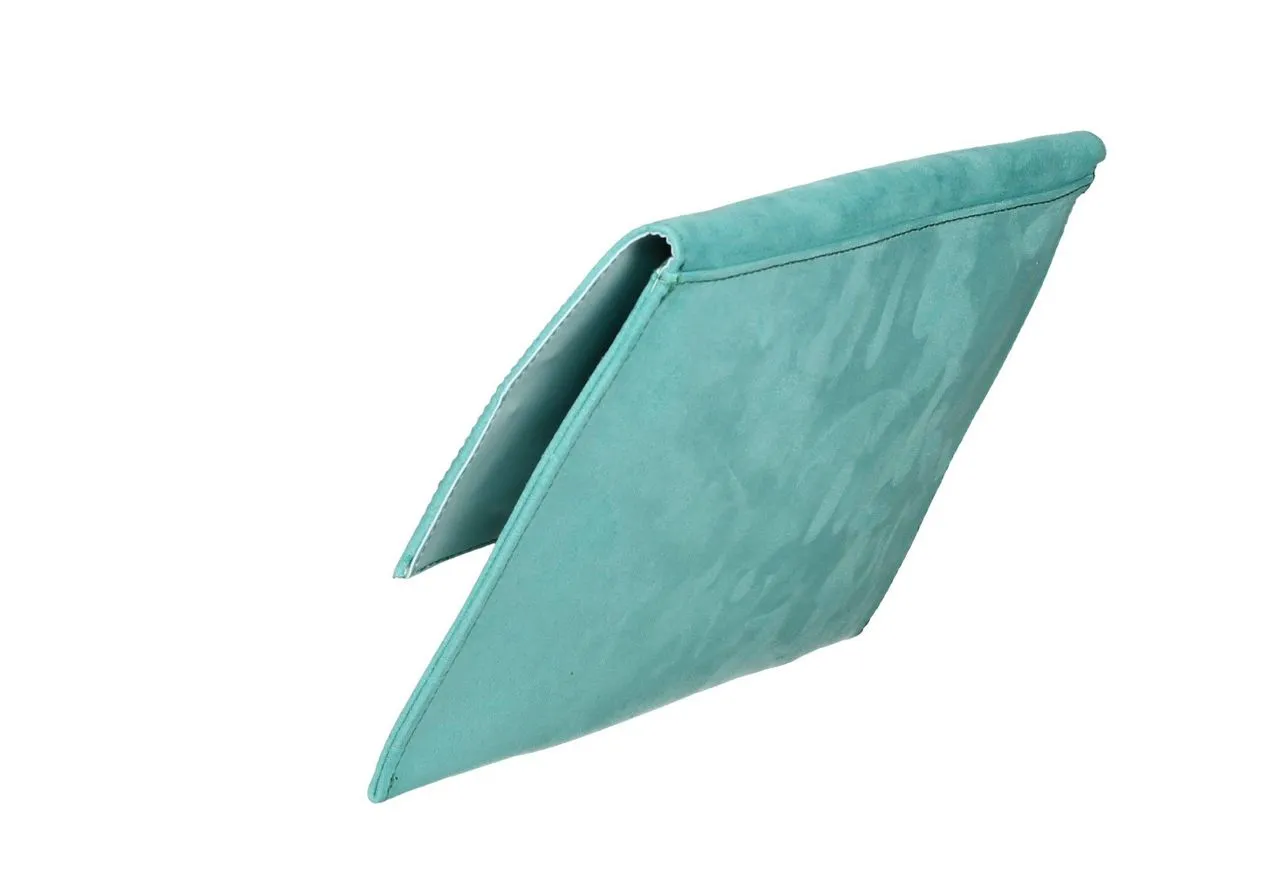 Cartera Antelina Verde Mar Con Tapa