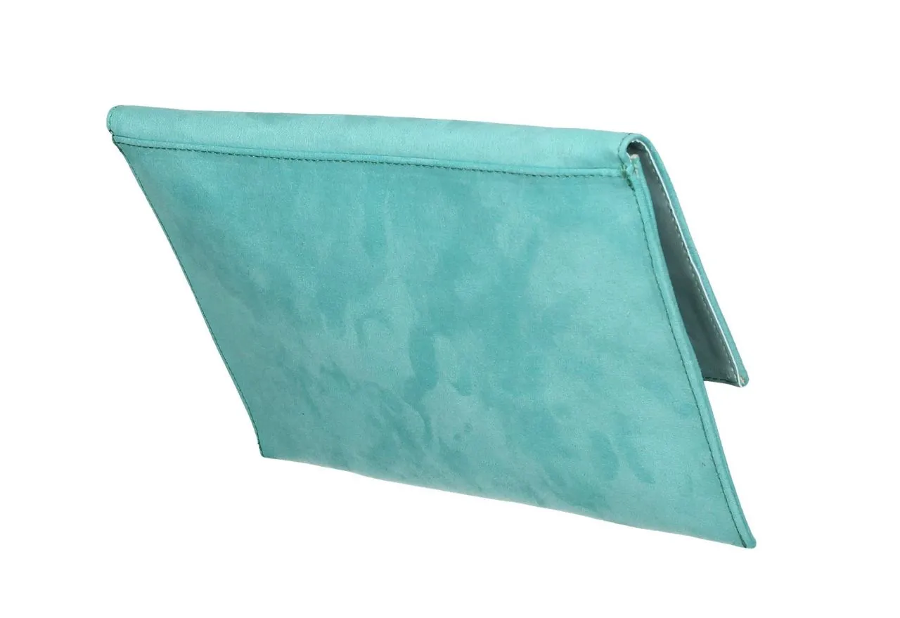 Cartera Antelina Verde Mar Con Tapa
