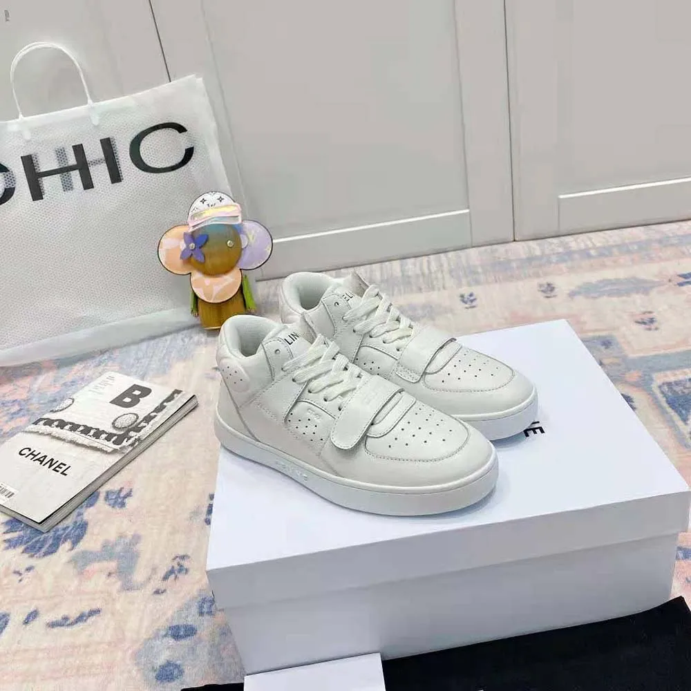 CELINE MUJER CT02 MID SNEAKER CON SCRATCH EN PIEL DE BECERROBLANCO