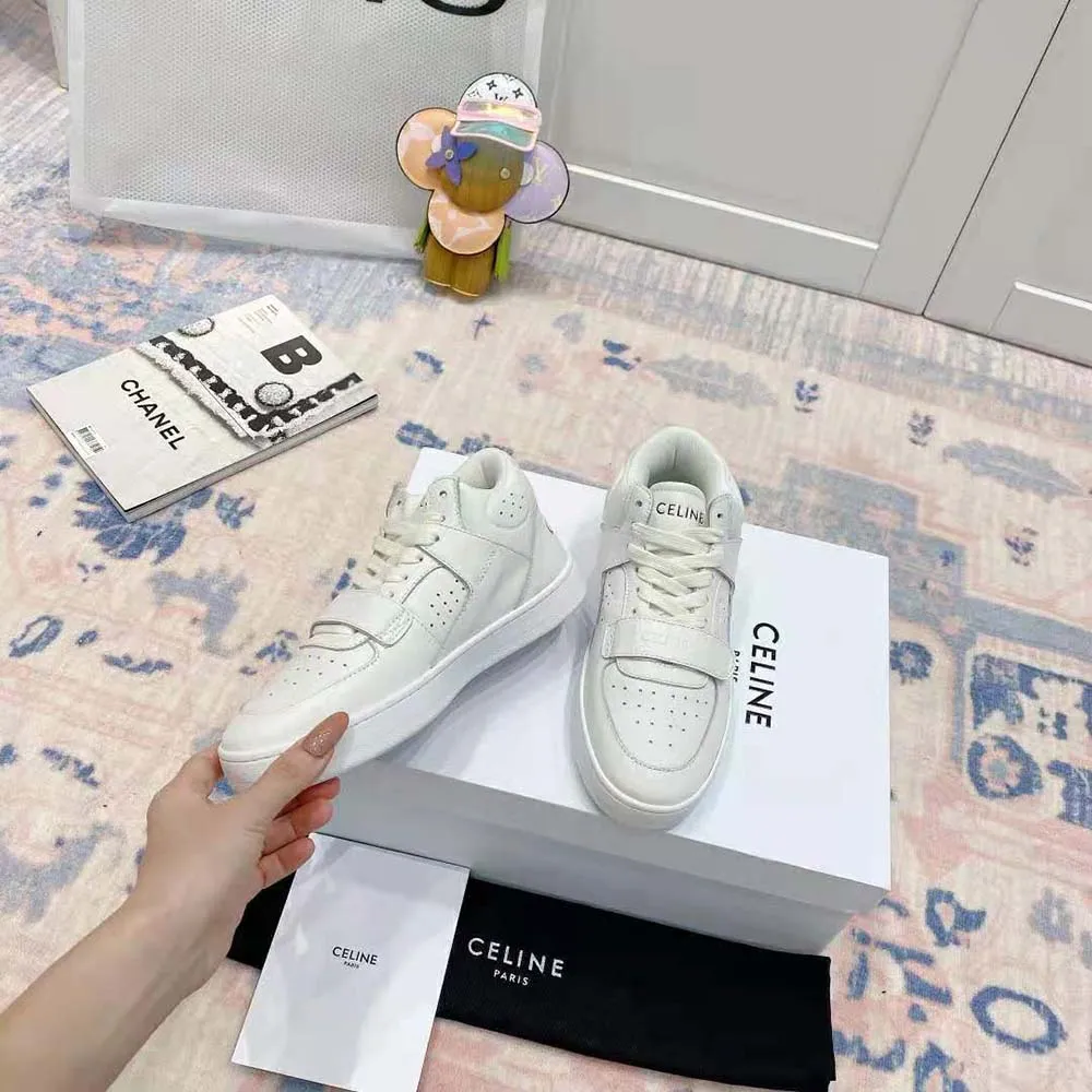 CELINE MUJER CT02 MID SNEAKER CON SCRATCH EN PIEL DE BECERROBLANCO