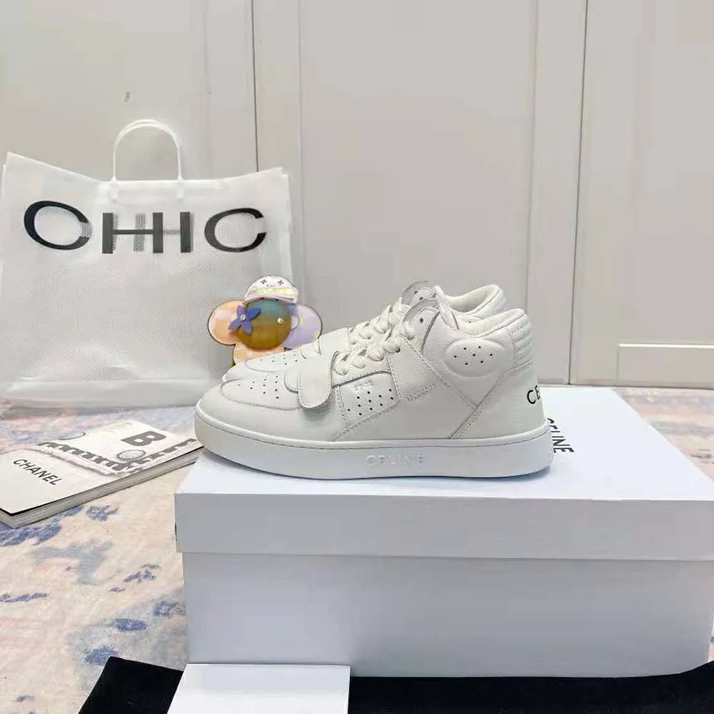CELINE MUJER CT02 MID SNEAKER CON SCRATCH EN PIEL DE BECERROBLANCO