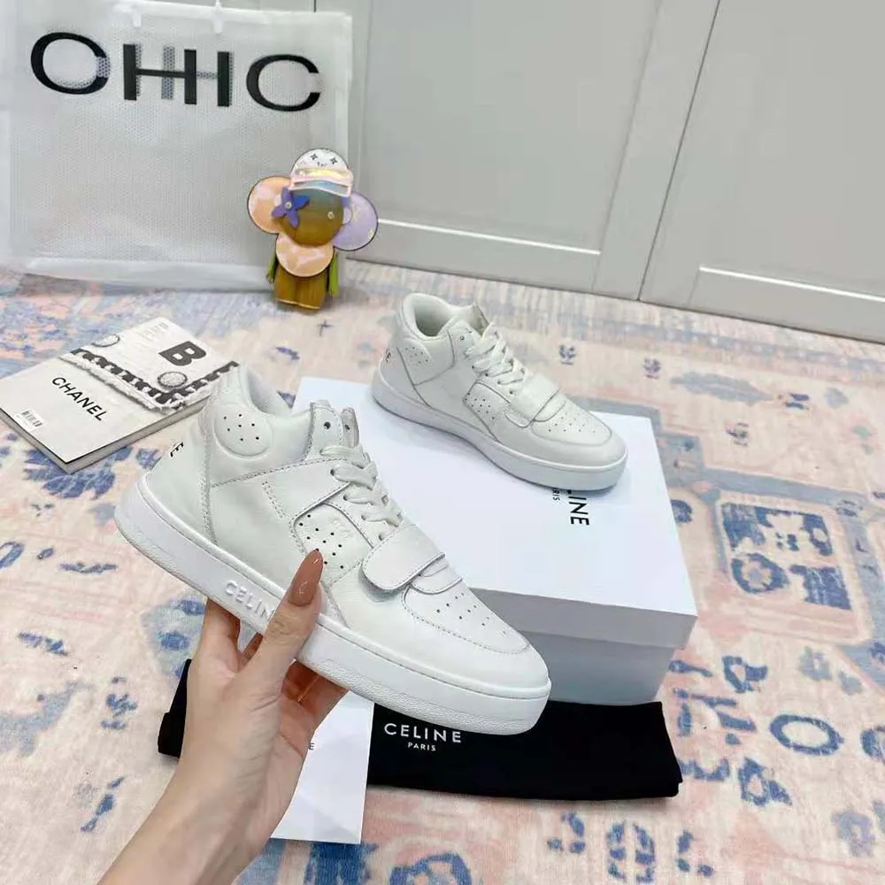 CELINE MUJER CT02 MID SNEAKER CON SCRATCH EN PIEL DE BECERROBLANCO