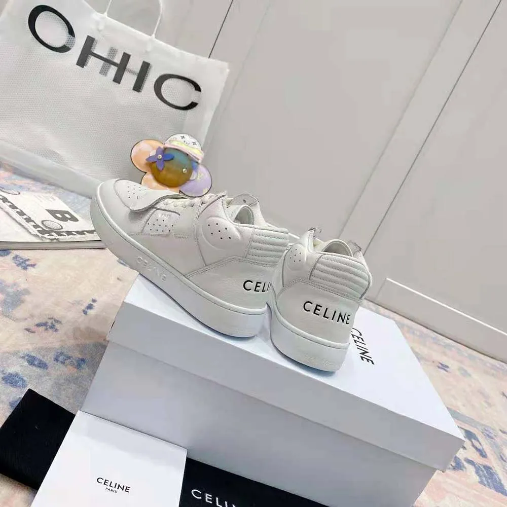 CELINE MUJER CT02 MID SNEAKER CON SCRATCH EN PIEL DE BECERROBLANCO