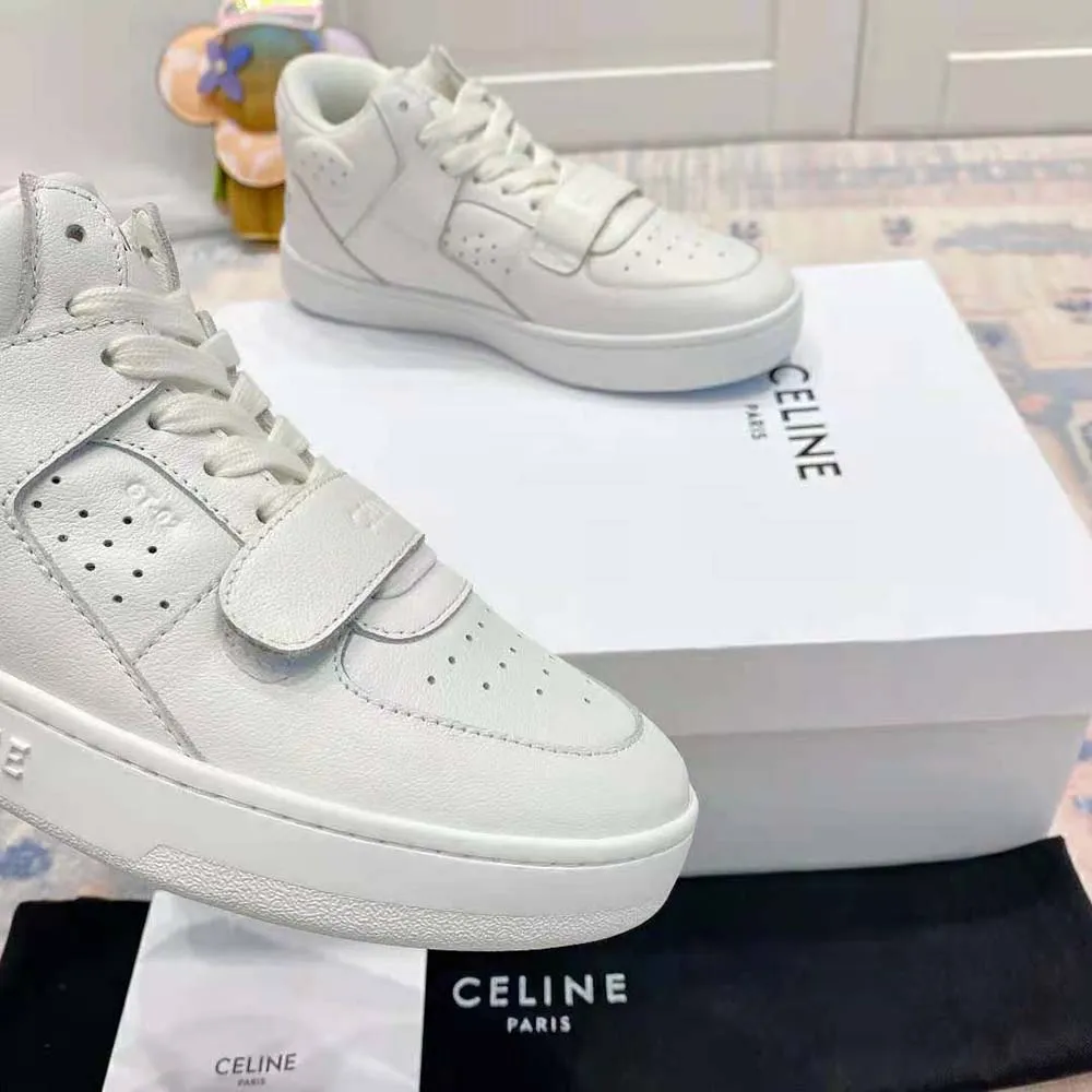 CELINE MUJER CT02 MID SNEAKER CON SCRATCH EN PIEL DE BECERROBLANCO