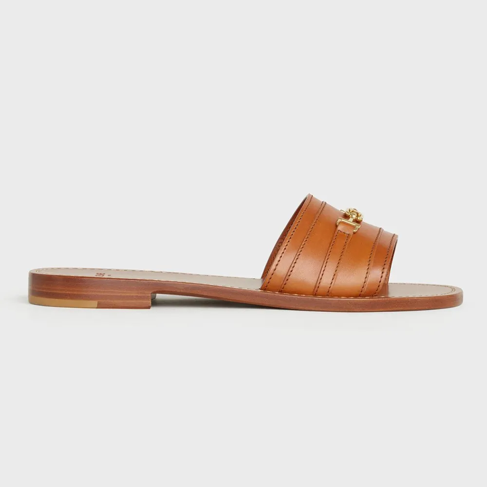 CHANCLAS CELINE MUJER LERINS TRIOMPHE DE PIEL DE BECERRO VEGETALMARRóN