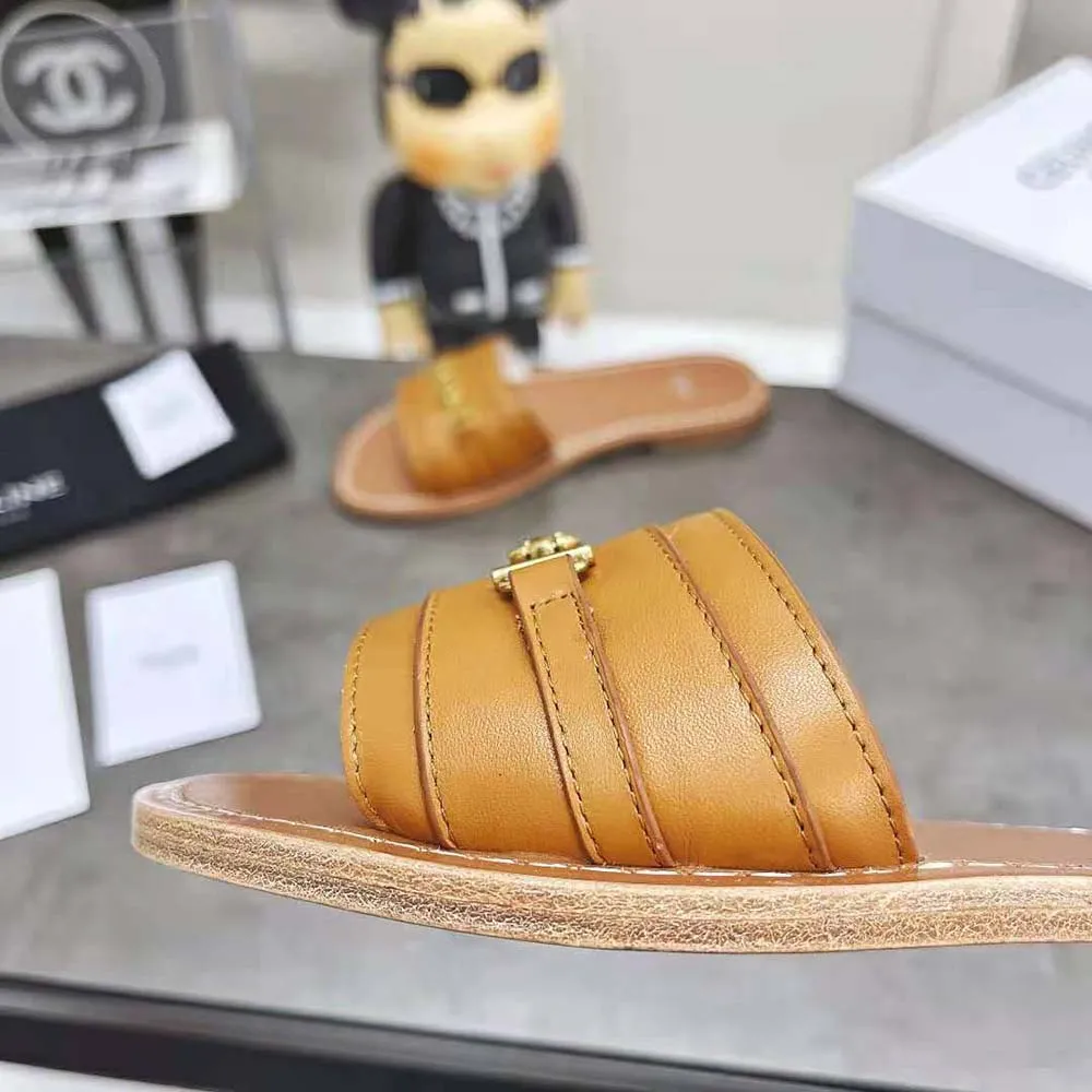 CHANCLAS CELINE MUJER LERINS TRIOMPHE DE PIEL DE BECERRO VEGETALMARRóN