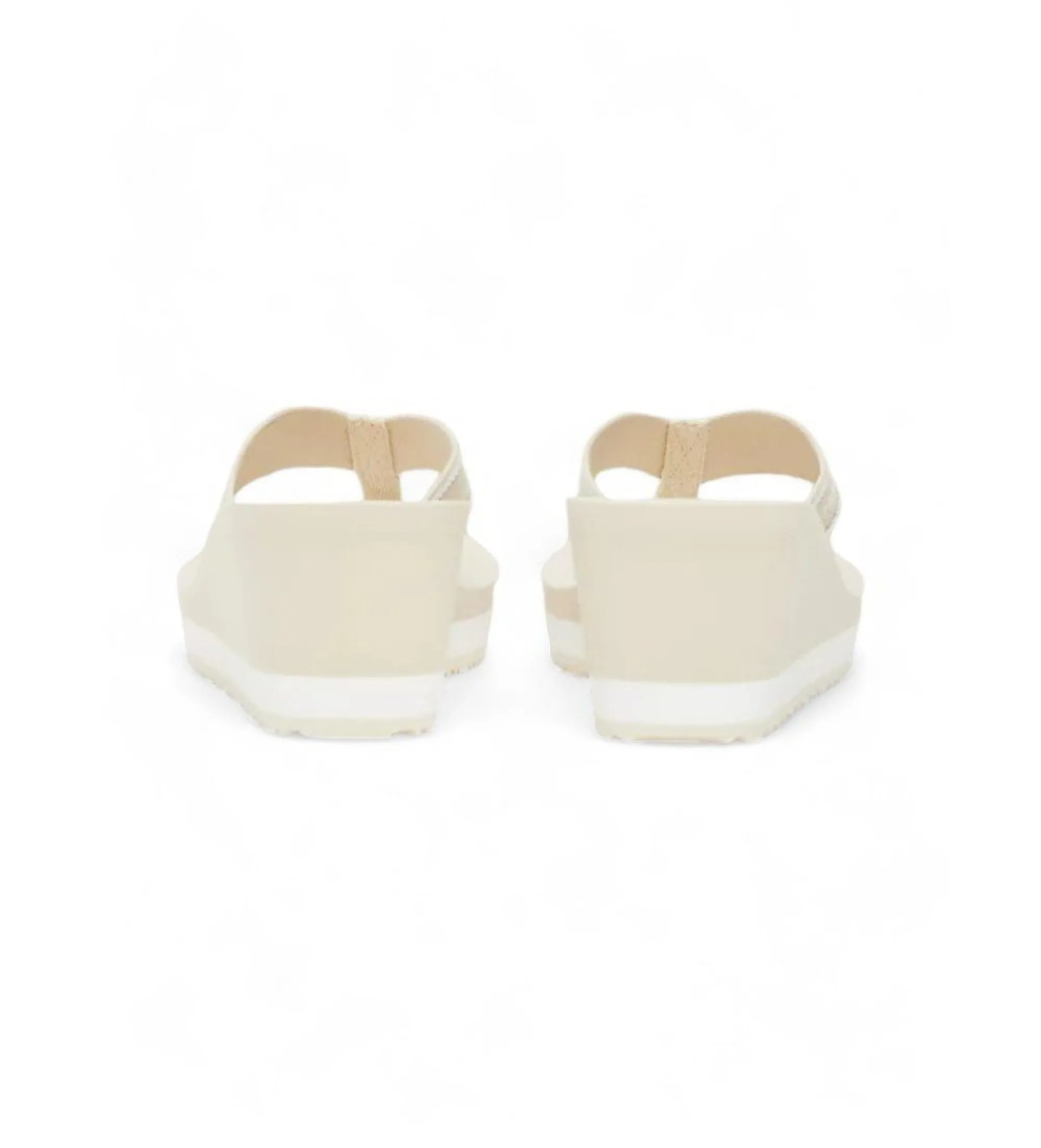 Chanclas de cuña con logo beige