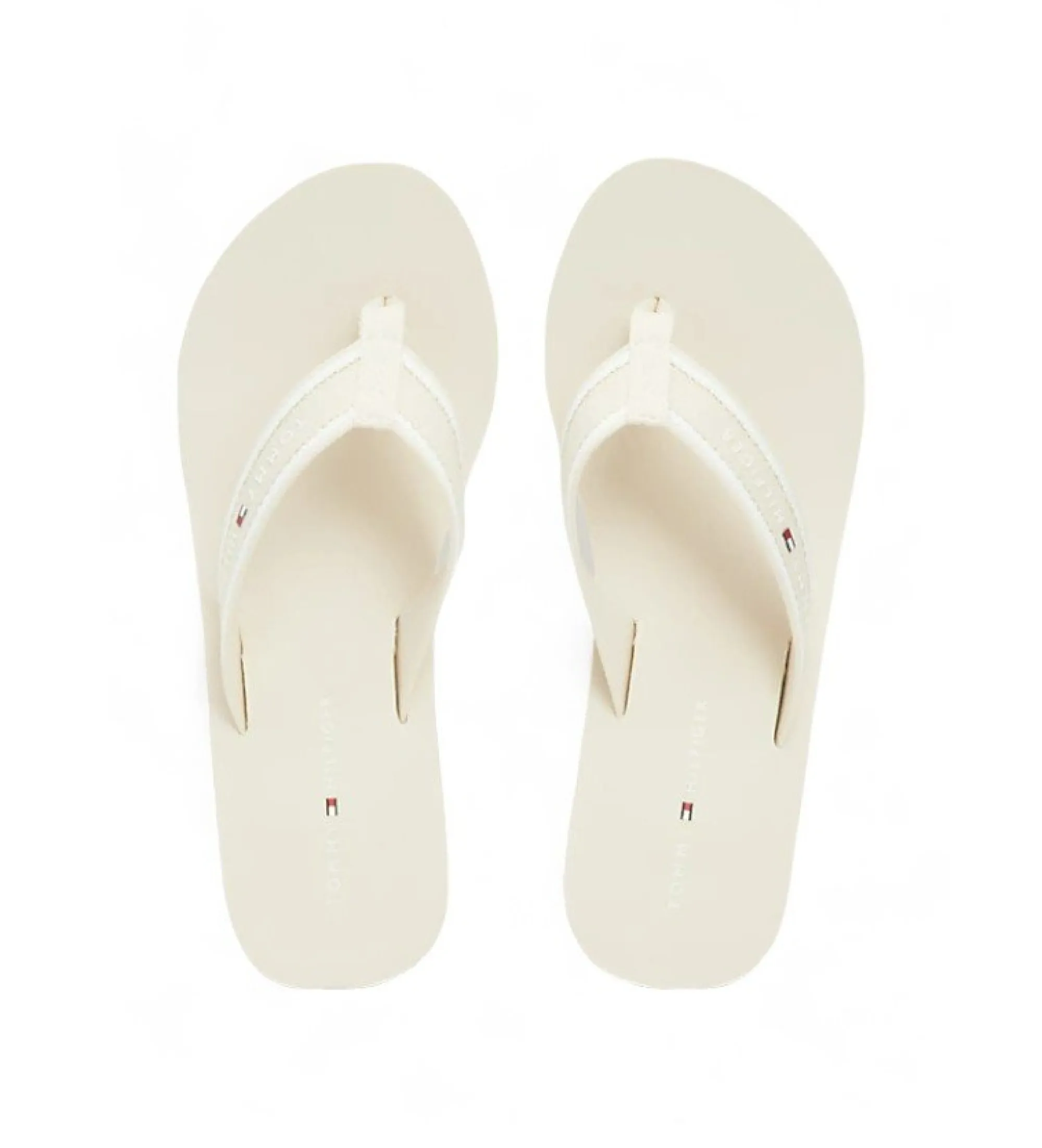 Chanclas de cuña con logo beige