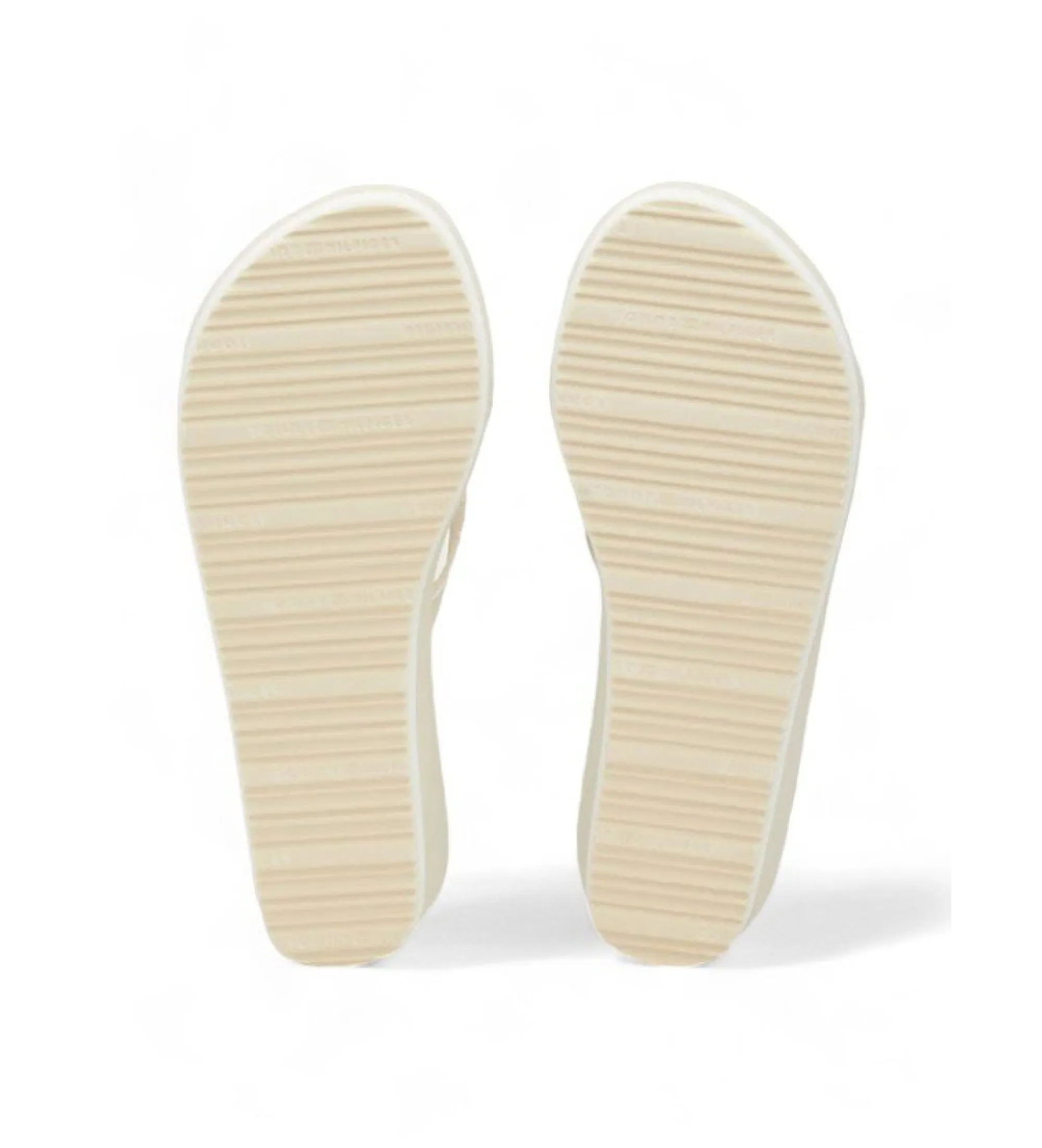Chanclas de cuña con logo beige