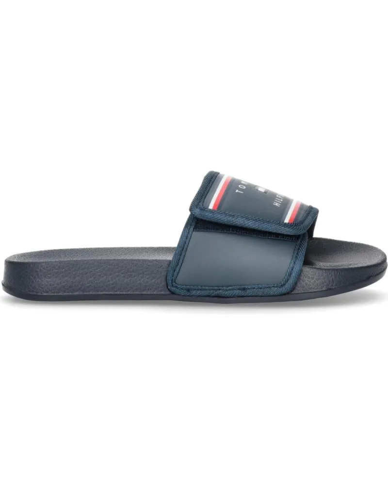 CHANCLAS TOMMY HILFIGER  DE NIñO MAXI VELCRO POOL SLIDE BLUE MODELO B0329341172800  MARINO