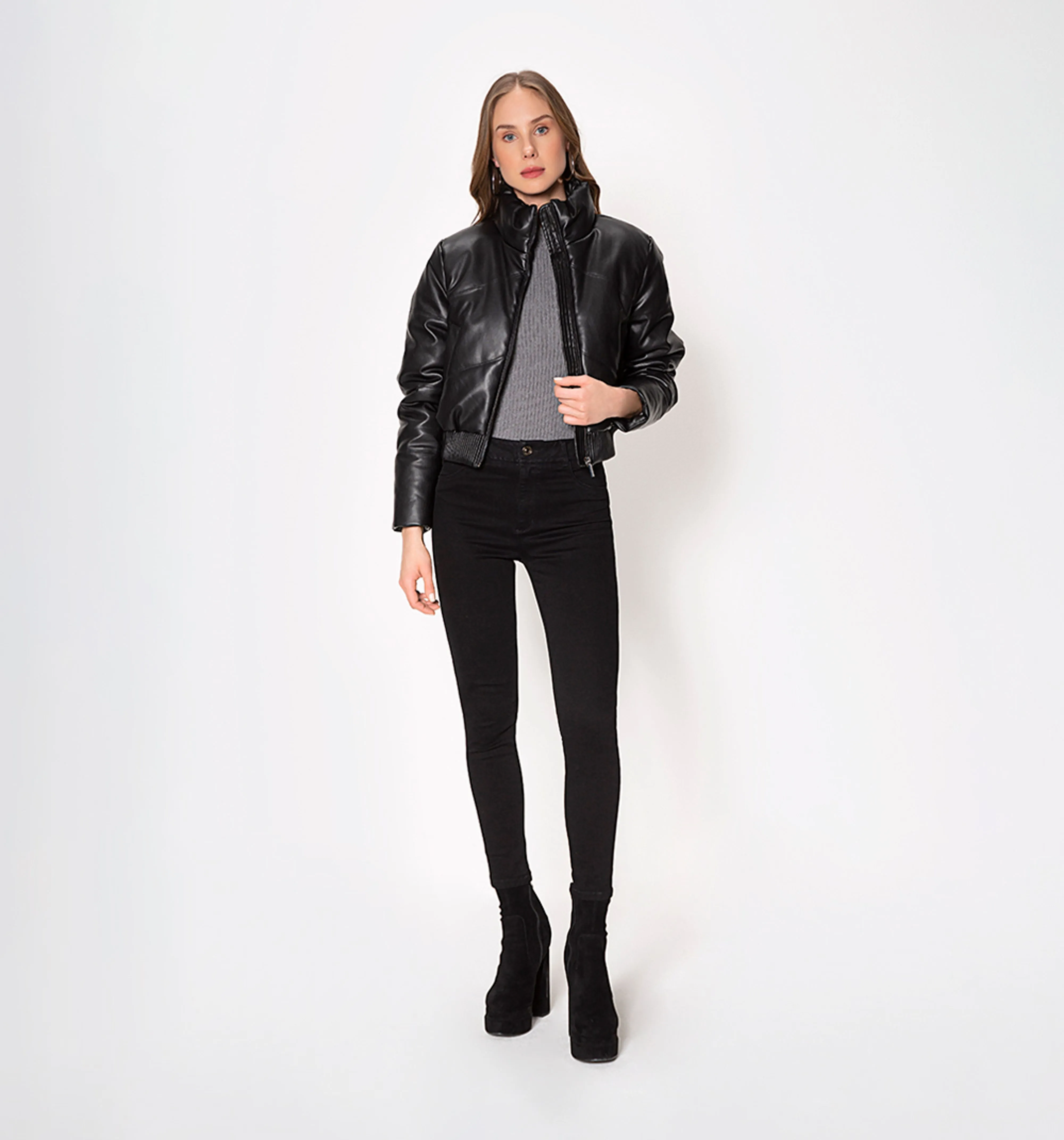 Chaqueta acolchada con zipper delantero
