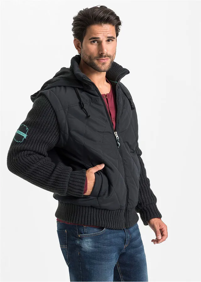 Chaqueta con mangas de punto Negro