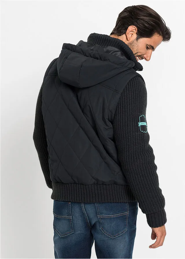 Chaqueta con mangas de punto Negro