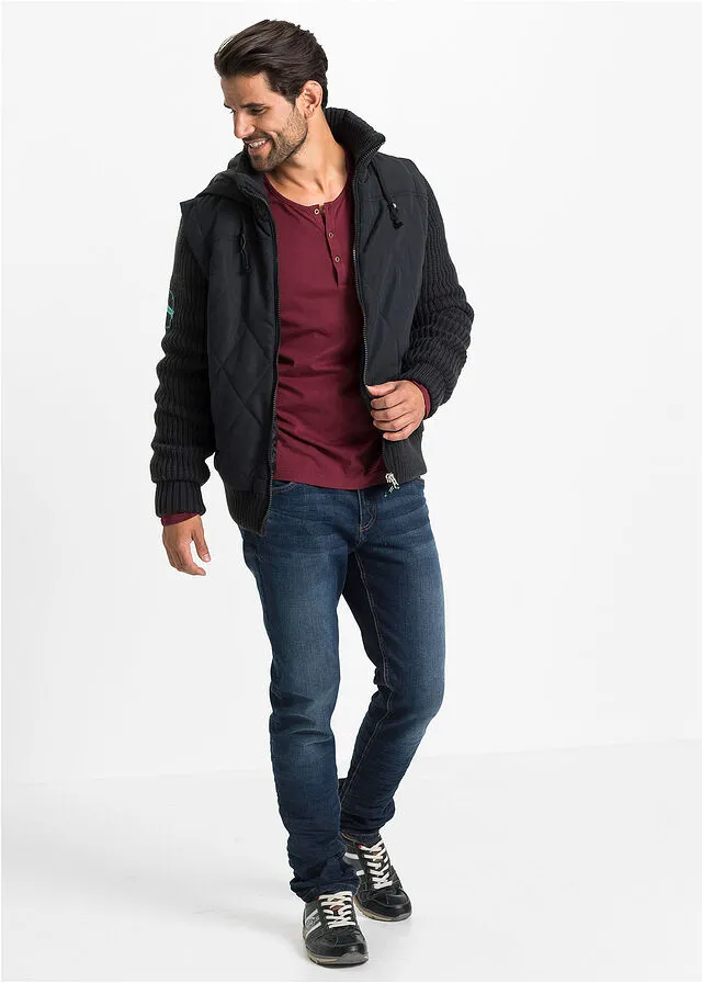 Chaqueta con mangas de punto Negro
