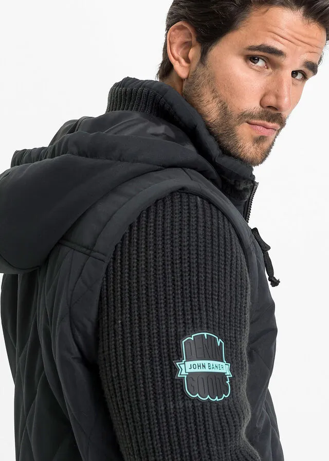 Chaqueta con mangas de punto Negro