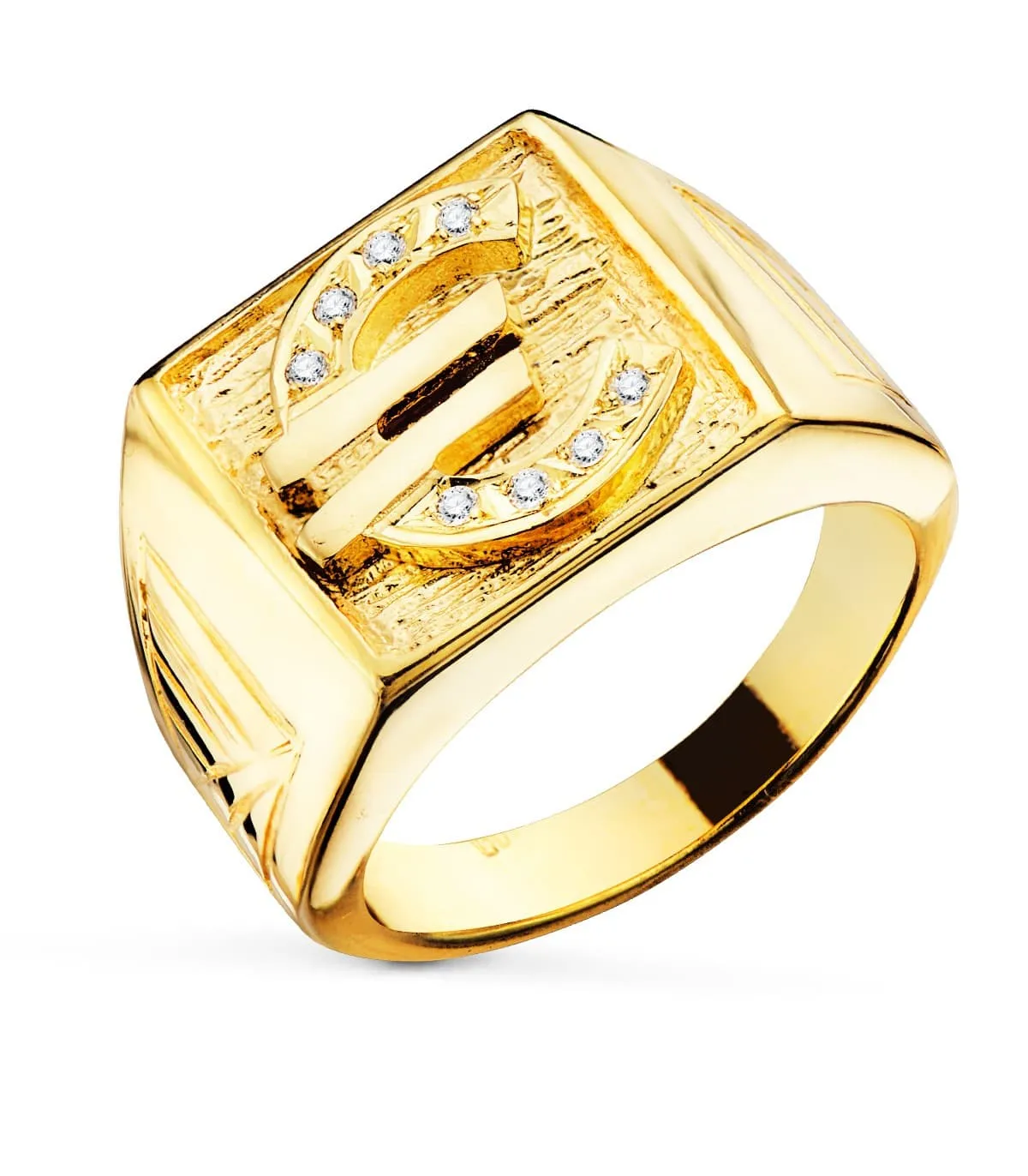 Chevalière Homme Euro en Or Jaune 18K