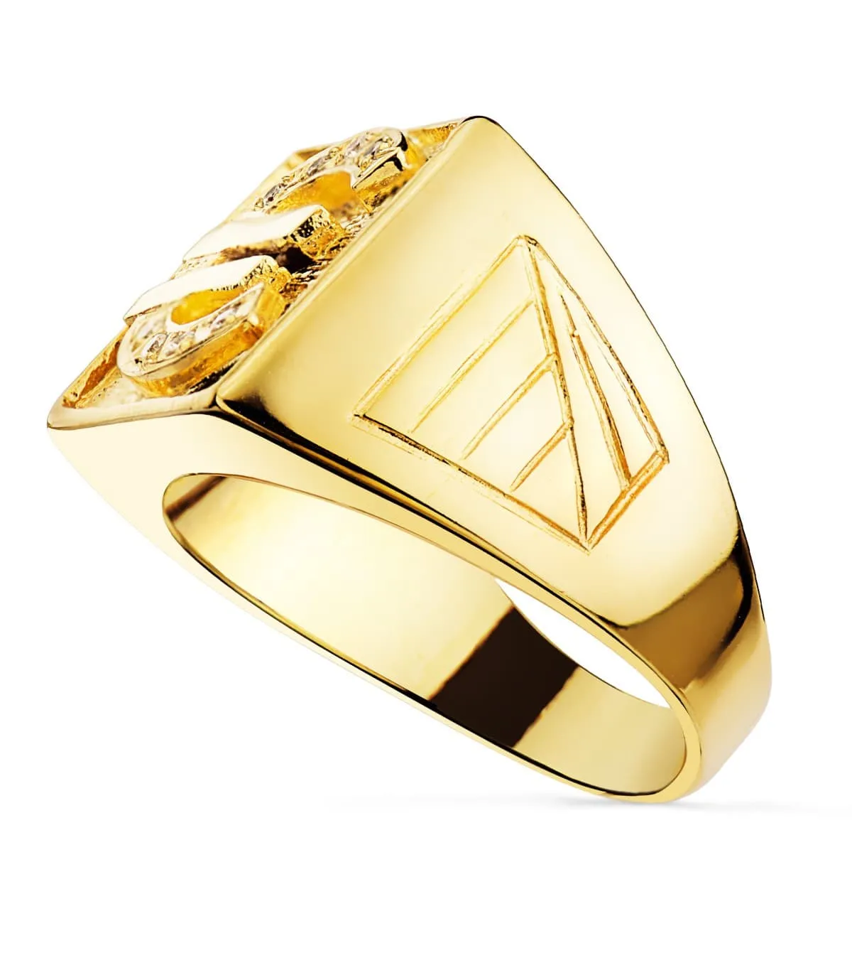 Chevalière Homme Euro en Or Jaune 18K