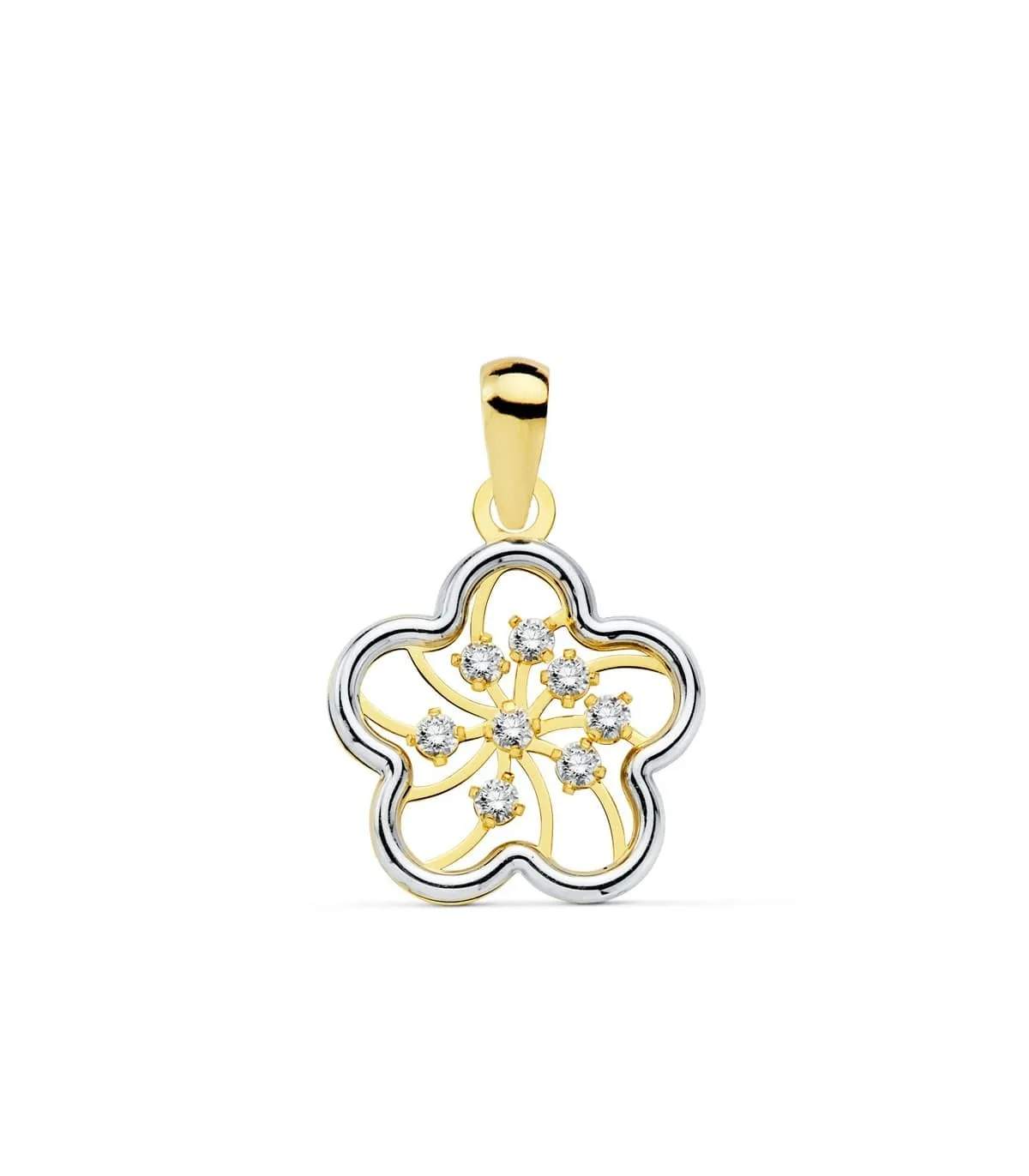 Colgante Mujer Flori Oro Bicolor 18K 13 MM