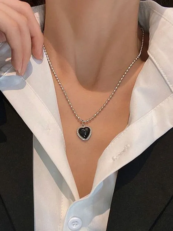 Collar con colgante de corazón 2pcs