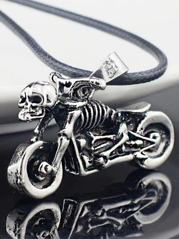 Collar Vintage Moto Skull para hombre