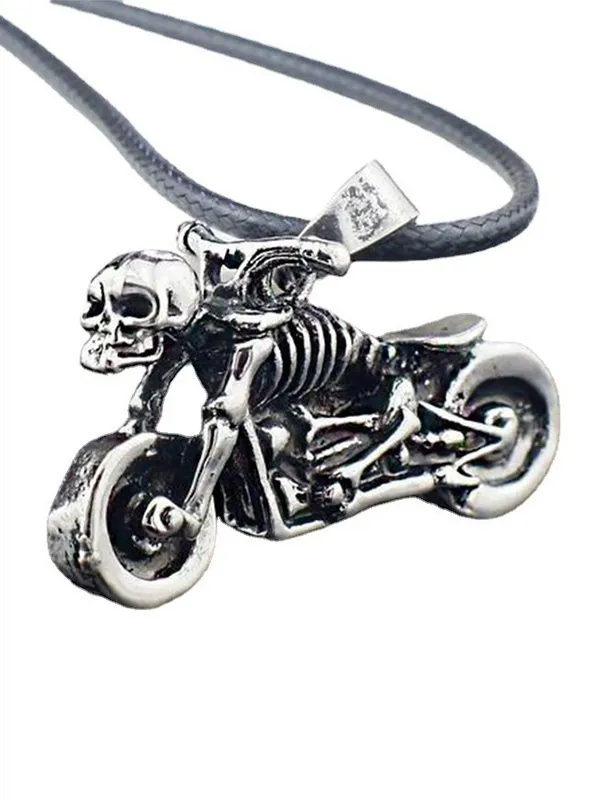 Collar Vintage Moto Skull para hombre