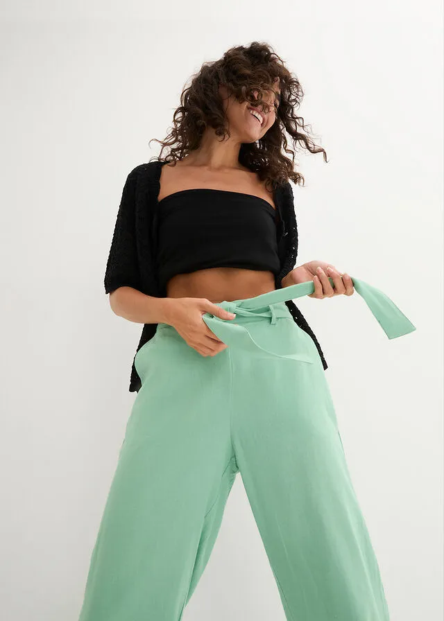 Culotte hasta el tobillo con contenido de lino Hierbabuena