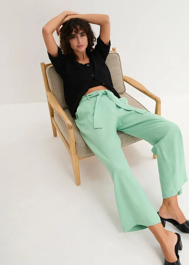 Culotte hasta el tobillo con contenido de lino Hierbabuena