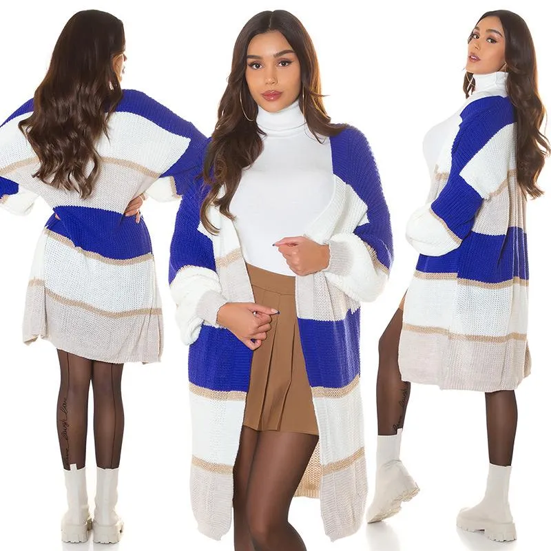 Cárdigan casual oversize de punto azul