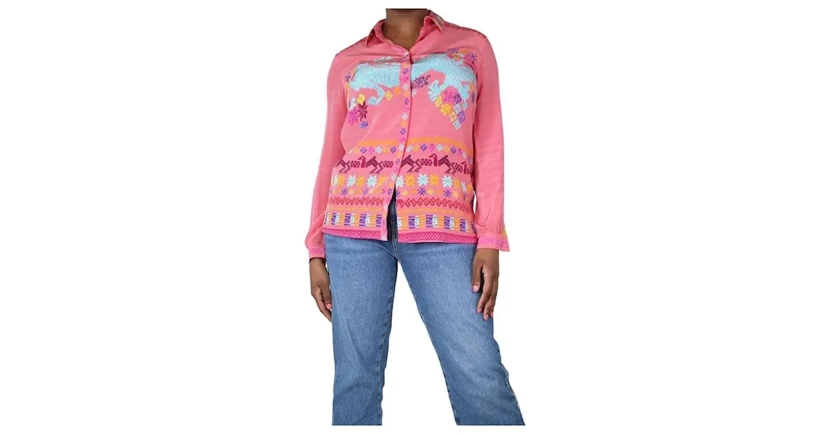 ETRO CAMISA ESTAMPADA ROSA  TALLA UK 12 