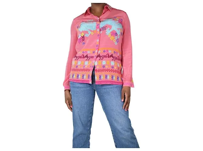 ETRO CAMISA ESTAMPADA ROSA  TALLA UK 12 