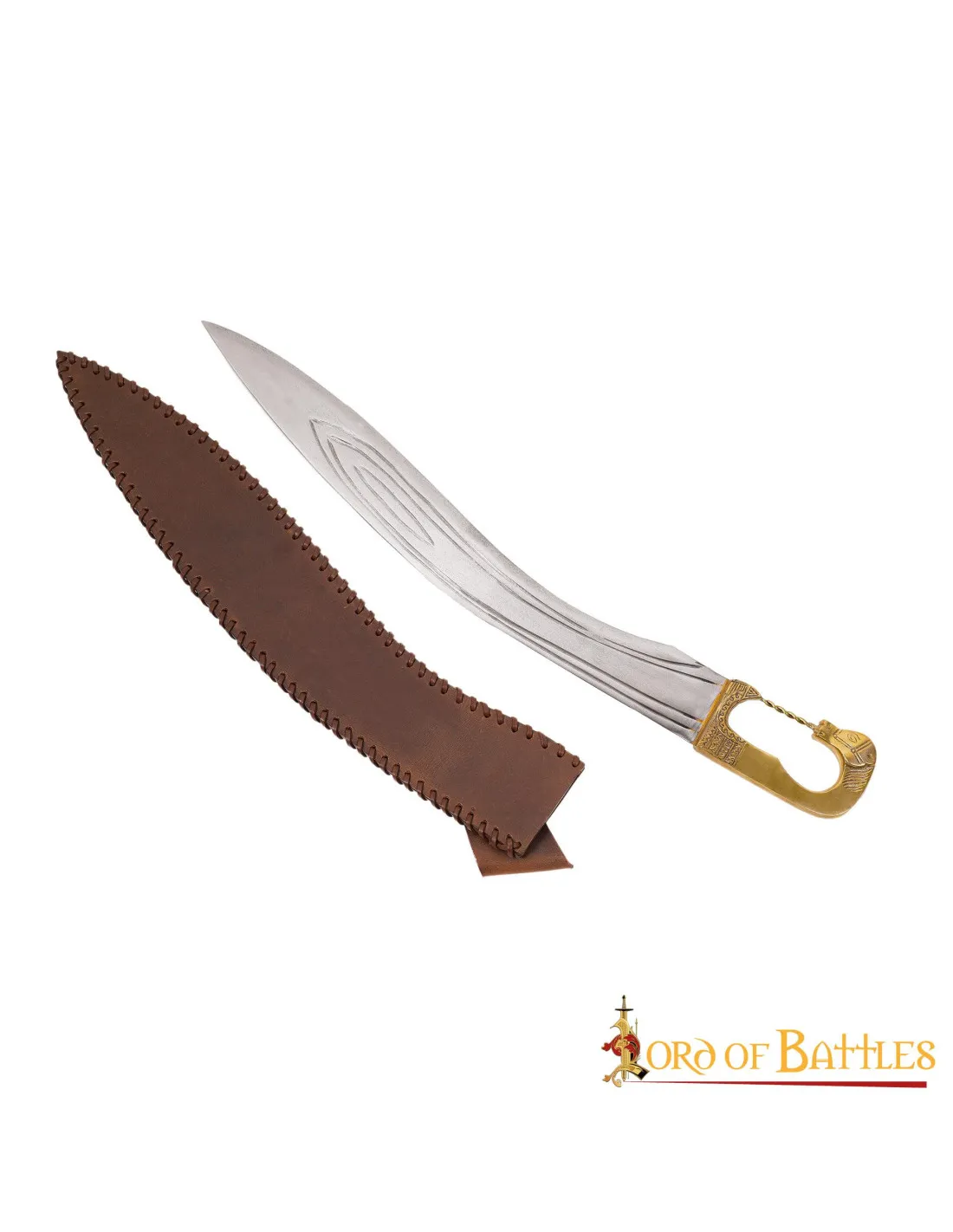 Falcata Íbera con empuñadura en latón y vaina (69 cm.)