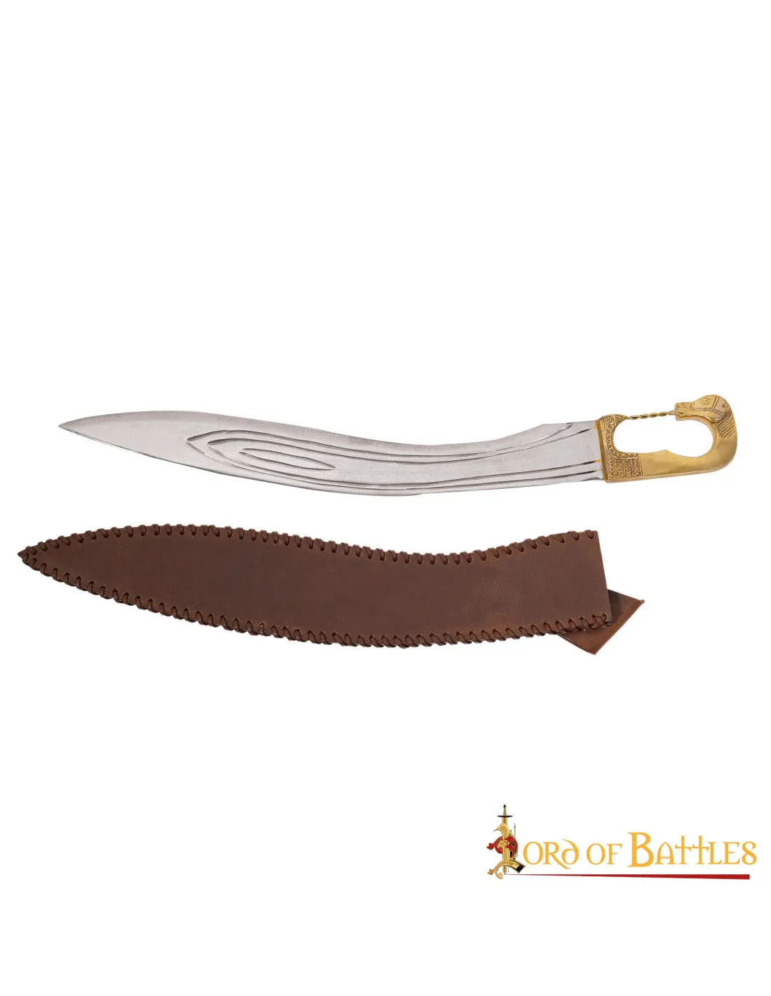 Falcata Íbera con empuñadura en latón y vaina (69 cm.)