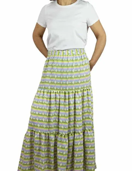 falda anonyme designers estampada con volantes