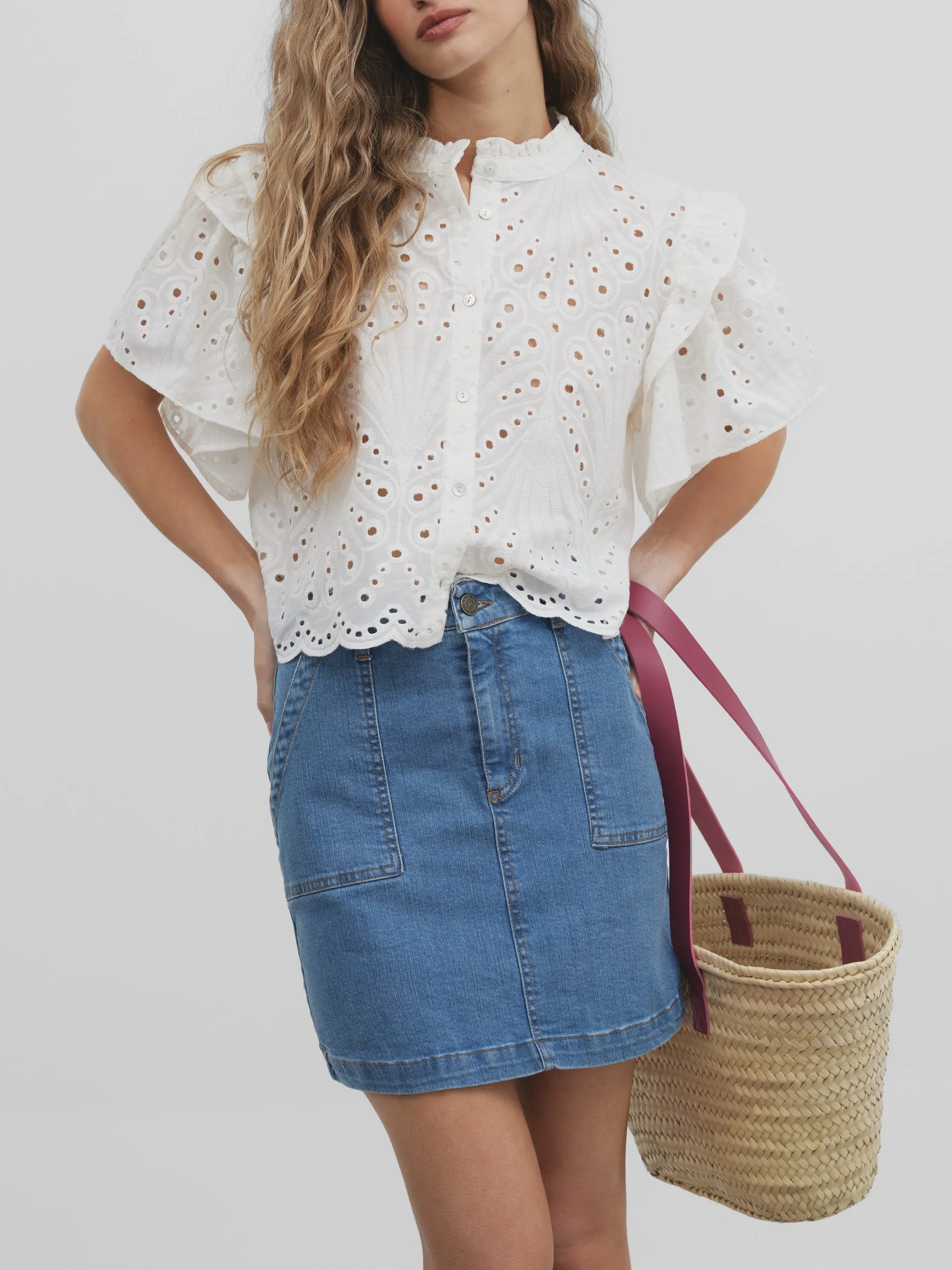 Falda mini denim medio