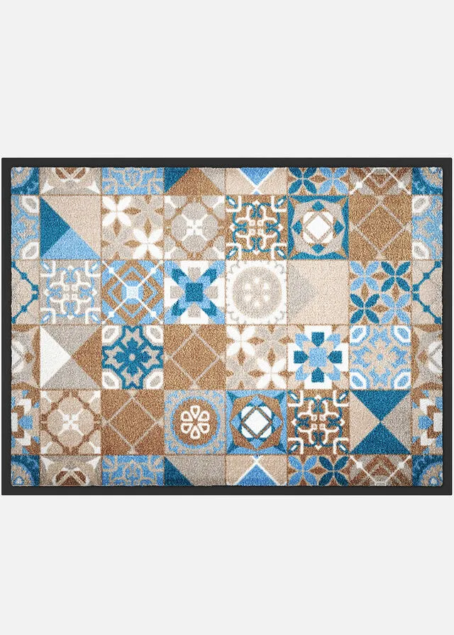 Felpudo con aspecto de azulejos Azul