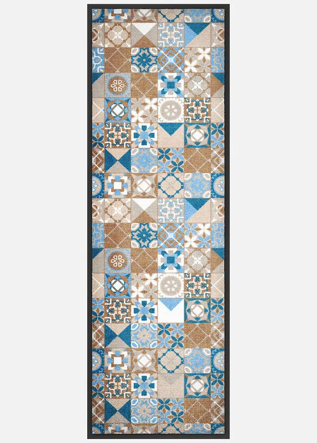 Felpudo con aspecto de azulejos Azul