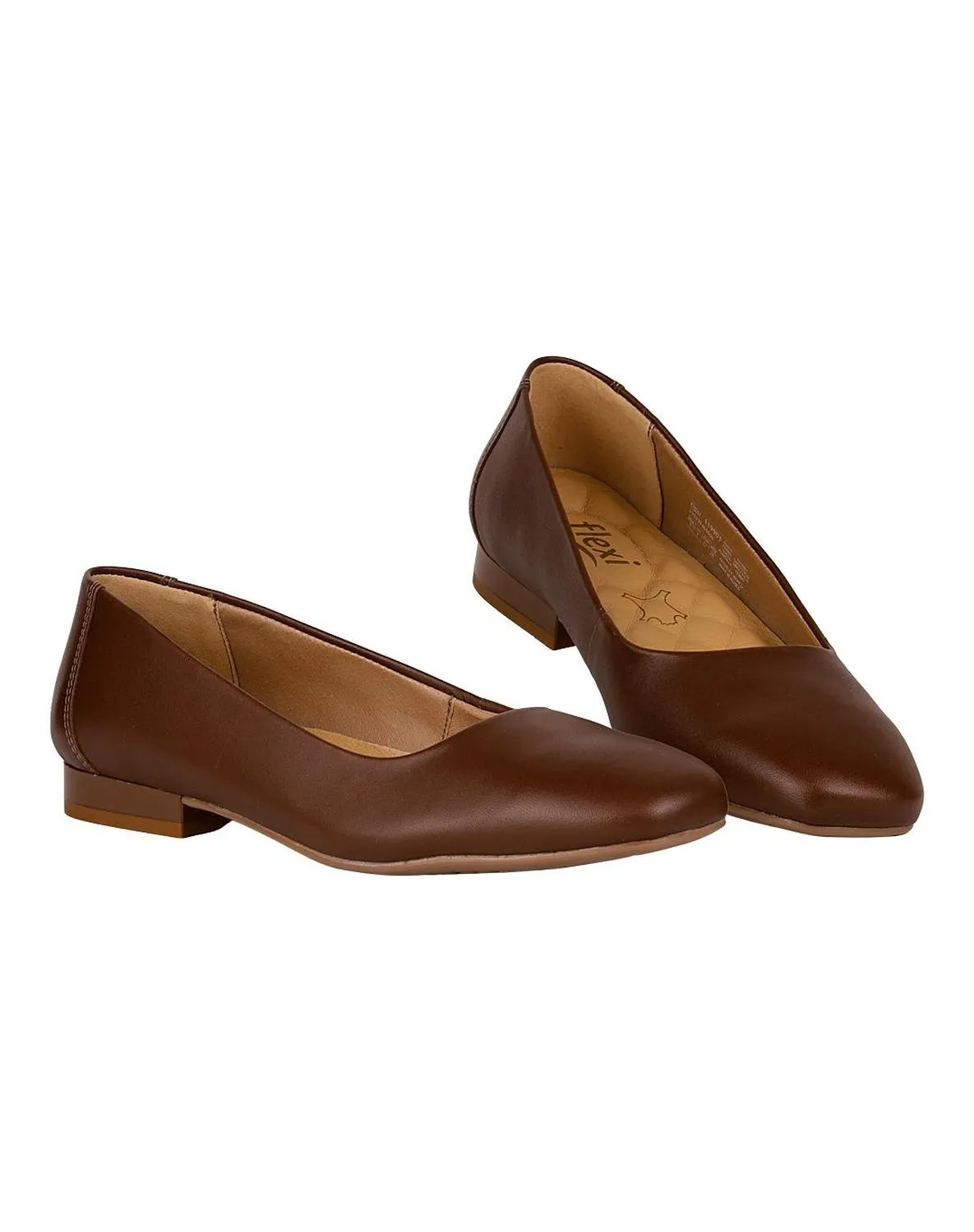 Flat Mujer Piso Café Piel Flexi 02504070