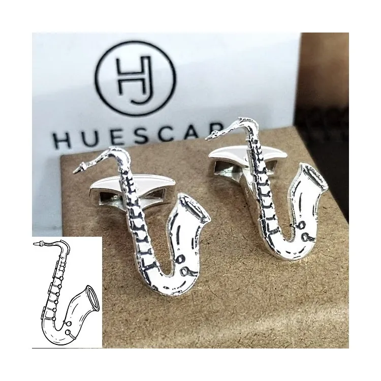 Gemelos instrumentos musicales  en plata de ley