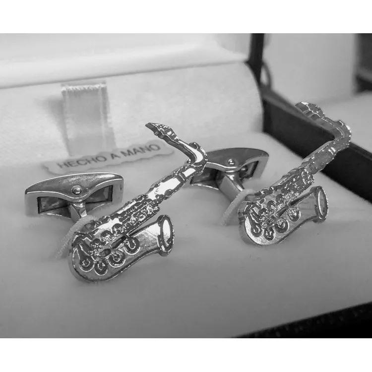 Gemelos instrumentos musicales  en plata de ley