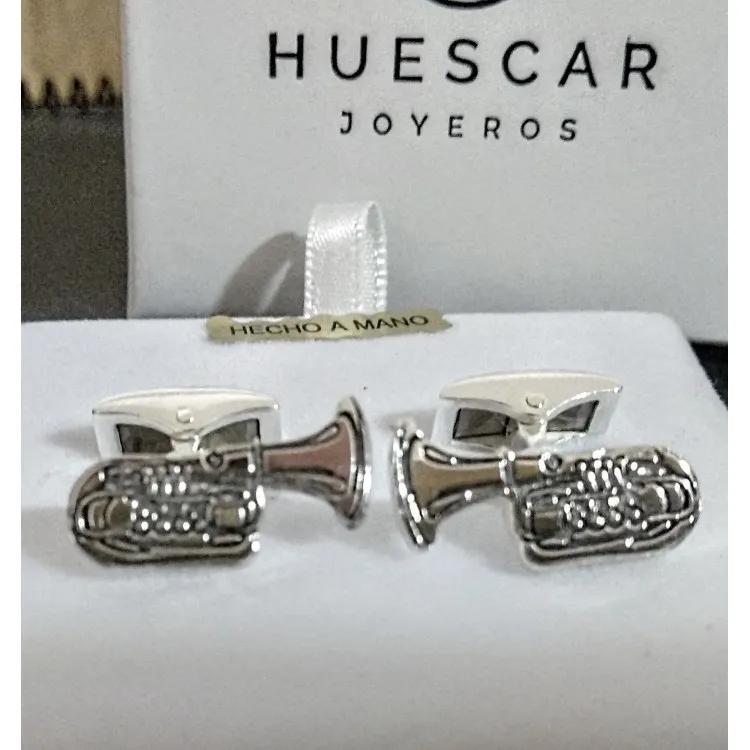 Gemelos instrumentos musicales  en plata de ley