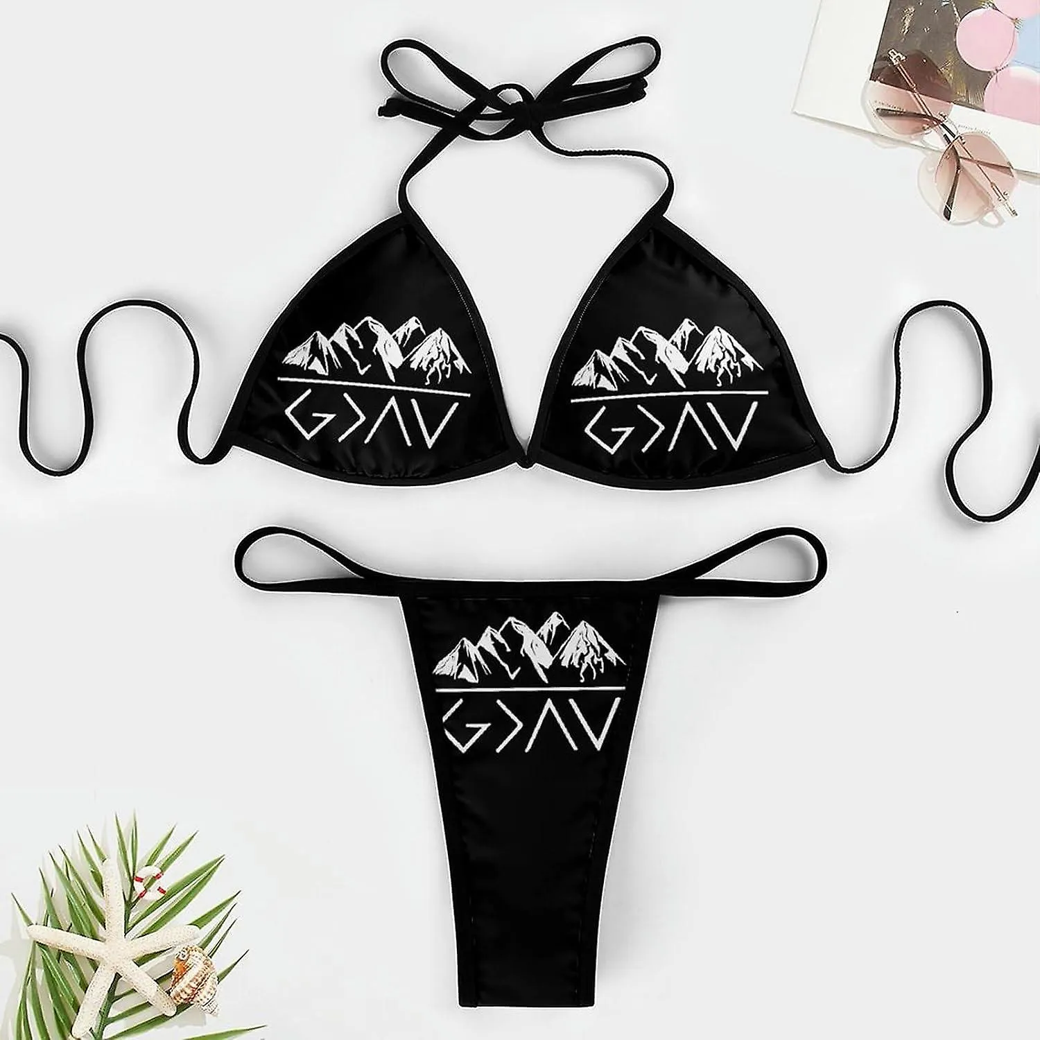 GOD IS GREATER CONJUNTOS DE BIKINI PARA MUJER TRAJE DE BAñO DE 2 PIEZAS TRAJE DE BAñO SEXY TRIáNGULO HALTER ESTILO TRAJE53MPT9