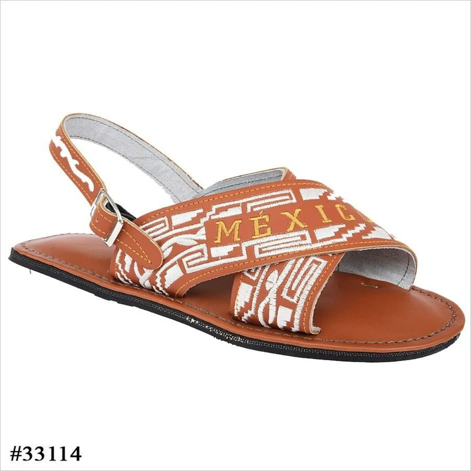 HUARACHE CRUZADO BORDADO PARA HOMBRE CON GRECAS COLOR CAFE IMP33114