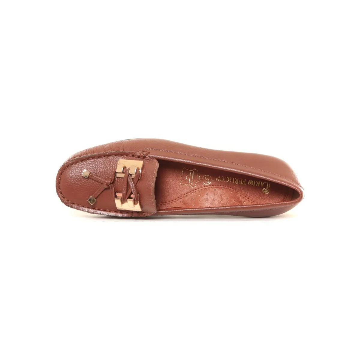 Ilario Ferucci Mocassins en cuir Lilac cognac