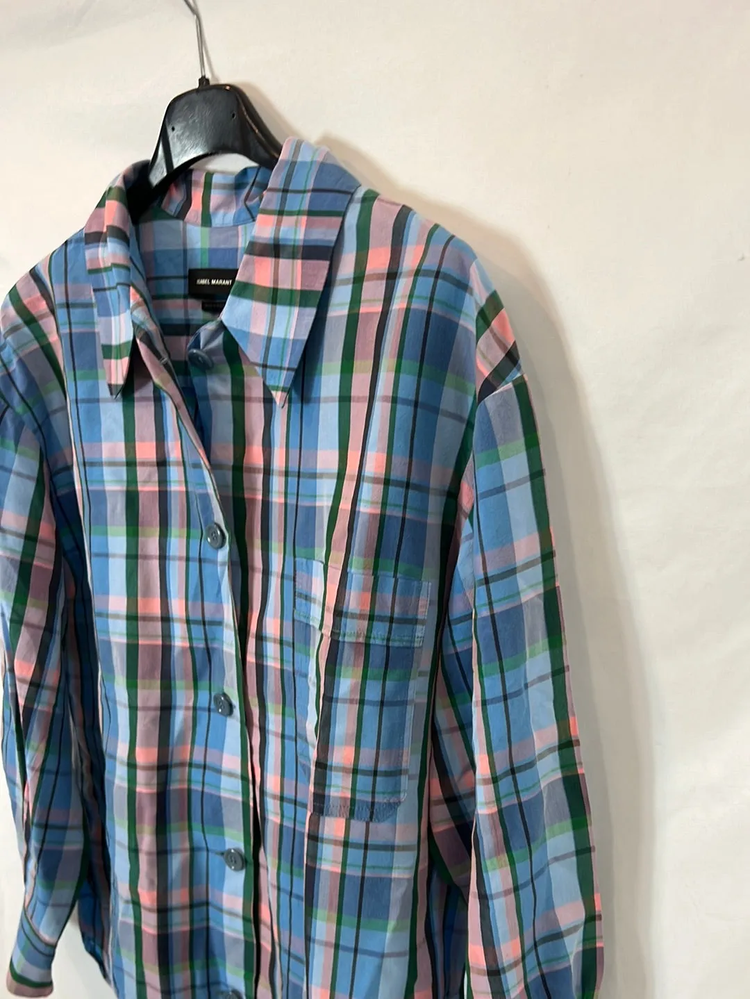 ISABEL MARANT. Camisa azul cuadros. T 34