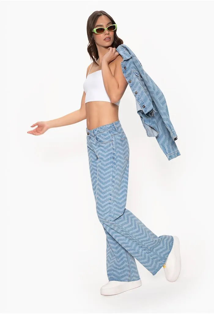 Jean para mujer tiro medio laser palazzo