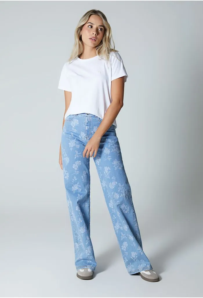 Jean para mujer  tiro medio recto con de