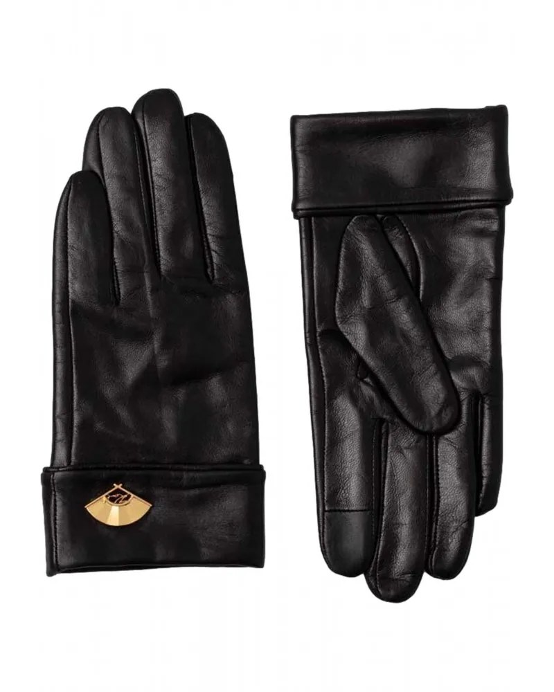 KARL LAGERFELD  GUANTES DE PIEL CON LOGO K/SIGNATURE FAN DORADO