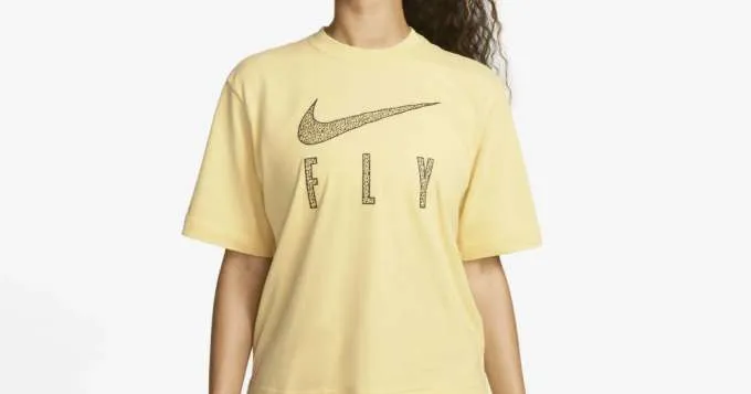 KOSZULKA DAMSKA NIKE SWOOSH FLY BOXY CAMISETA WMNS LEMON WASH  DV2373753